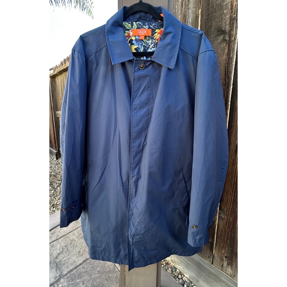 Tallia Sport Mens XXL Navy Packable Car Coat Koi Floral Lined Travel Jacket